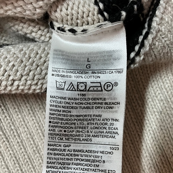 GAP 100% Cotton Chunky Knit Boxy Oversize Pullover Sweater Split Hem Sz L - Picture 10 of 11